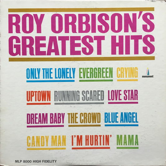 Roy Orbison ‎– Roy Orbison's Greatest Hits LP