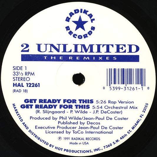 2 Unlimited - Get Ready For This (The Remixes) 12"
