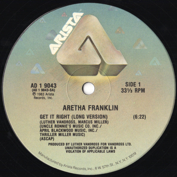 Aretha Franklin – Get It Right 12"