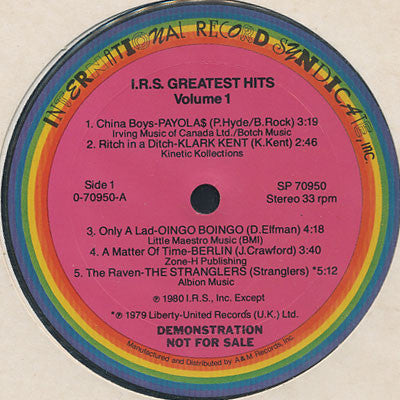 Various Artists - I.R.S. Greatest Hits Volume 1 LP