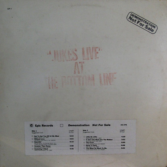 Southside Johnny & The Asbury Jukes – Jukes Live At The Bottom Line (Promo) LP