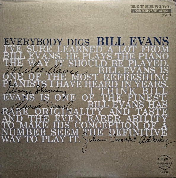 Bill Evans Trio – Everybody Digs Bill Evans LP