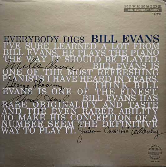 Bill Evans Trio – Everybody Digs Bill Evans LP