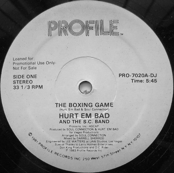 Hurt Em Bad And The S.C. Band – The Boxing Game (Promo) 12"