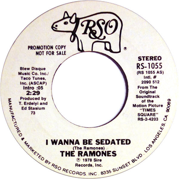 The Ramones – I Wanna Be Sedated (White Label Promo) 7"