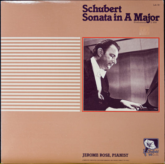 Schubert / Jerome Rose ‎– Sonata In A Major (Posthumous) D. 959 LP