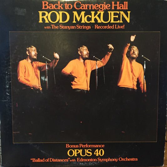 Rod McKuen – Back To Carnegie Hall With The Stanyan Strings Recorded Live! 2LP