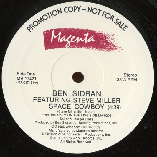 Ben Sidran Featuring Steve Miller – Space Cowboy (Promo) 12"