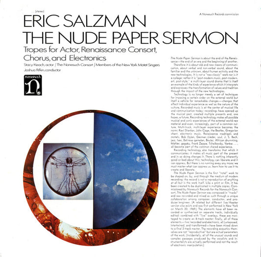 Eric Salzman - The Nude Paper Sermon LP