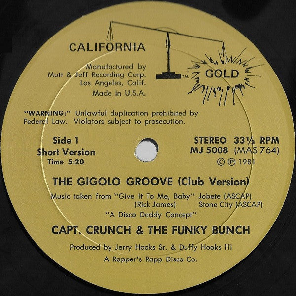 Capt. Crunch & The Funky Bunch – The Gigolo Groove 12"