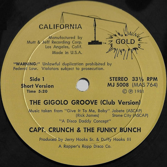 Capt. Crunch & The Funky Bunch – The Gigolo Groove 12"