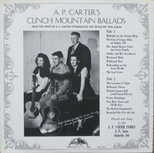 A. P. Carter - A. P. Carter's Clinch Mountain Ballads LP