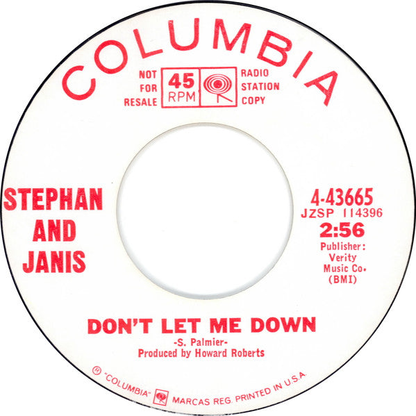 Stephan And Janis – Don't Let Me Down 7"