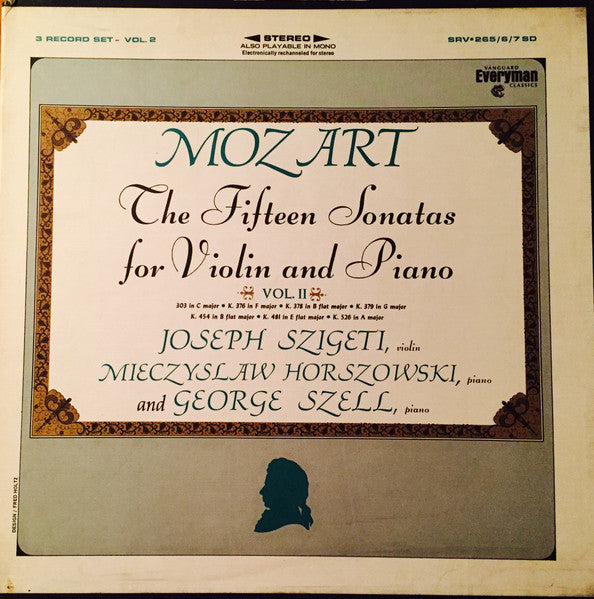 Mozart / Joseph Szigeti, et al - The Fifteen Sonatas for Violin and Piano, Vol. II (3LP)