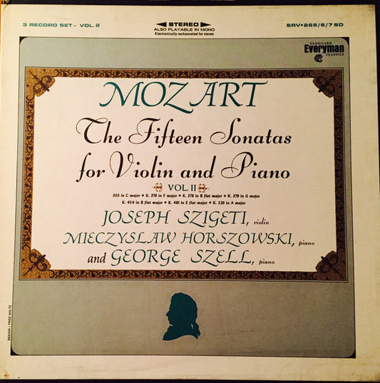 Mozart / Joseph Szigeti, et al - The Fifteen Sonatas for Violin and Piano, Vol. II (3LP)