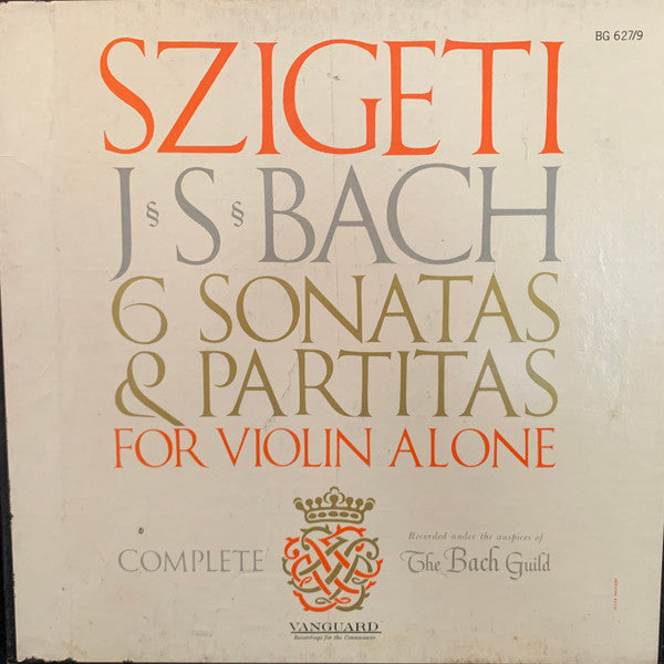 Bach / Joseph Szigeti - 6 Sonatas & Partitas For Violin Alone (3LP)