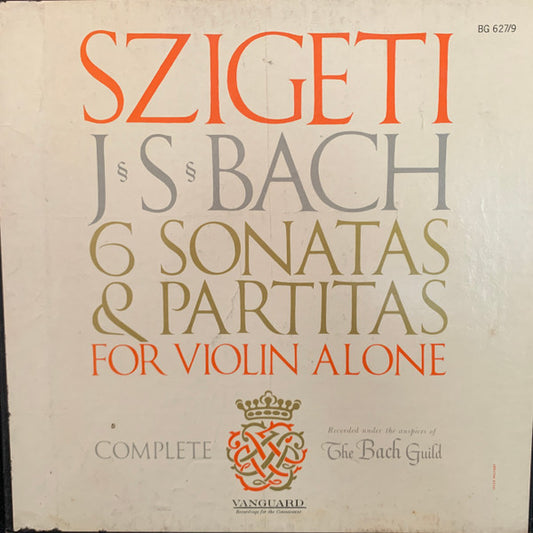 Bach / Joseph Szigeti - 6 Sonatas & Partitas For Violin Alone (3LP)