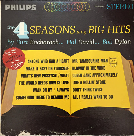 The 4 Seasons – The 4 Seasons Sing Big Hits By Burt Bacharach... Hal David... Bob Dylan (Mono, Alt Cover) LP