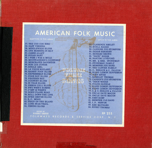 Harry Smith – Anthology Of American Folk Music Volume Three: Songs LP