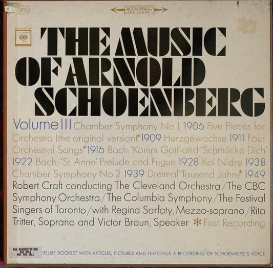 Schoenberg / Robert Craft - The Music of Arnold Schoenberg Volume III (2 LP)