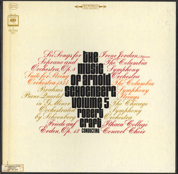Schoenberg / Robert Craft - The Music of Arnold Schoenberg Volume 5 (2 LP)