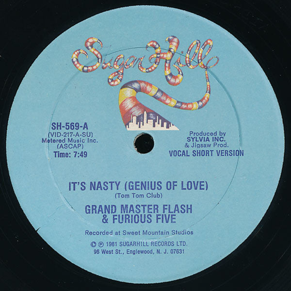 Grandmaster Flash & The Furious Five – It's Nasty (Genius Of Love) (Blue Text Label, REI Matrix) 12"
